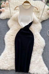 Robe moulante élégante en tricot colorblock